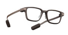 Even Realities G2 B smart eyeglasses, brown rectangular frames, Bluetooth bone conduction audio arms, front view.