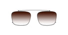 Even Realities G2 B Clip-On sunglasses, slim metal rectangular frame with brown gradient lenses, front view.