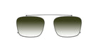 Even Realities G2 B Clip-On sunglasses with rectangular gradient green lenses and a thin metal bridge, front view.