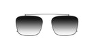 Even Realities G2 B Clip-On sunglasses, front view, black gradient lenses, thin metal frame, UV protection, top connecting bar.