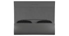 Even Realities G2 B Clip-On black sunglasses displayed from above in an open grey felt case.