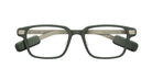Front view of Even Realities G2 B smart eyeglasses in matte green, featuring thick arms and integrated Bluetooth technology.
