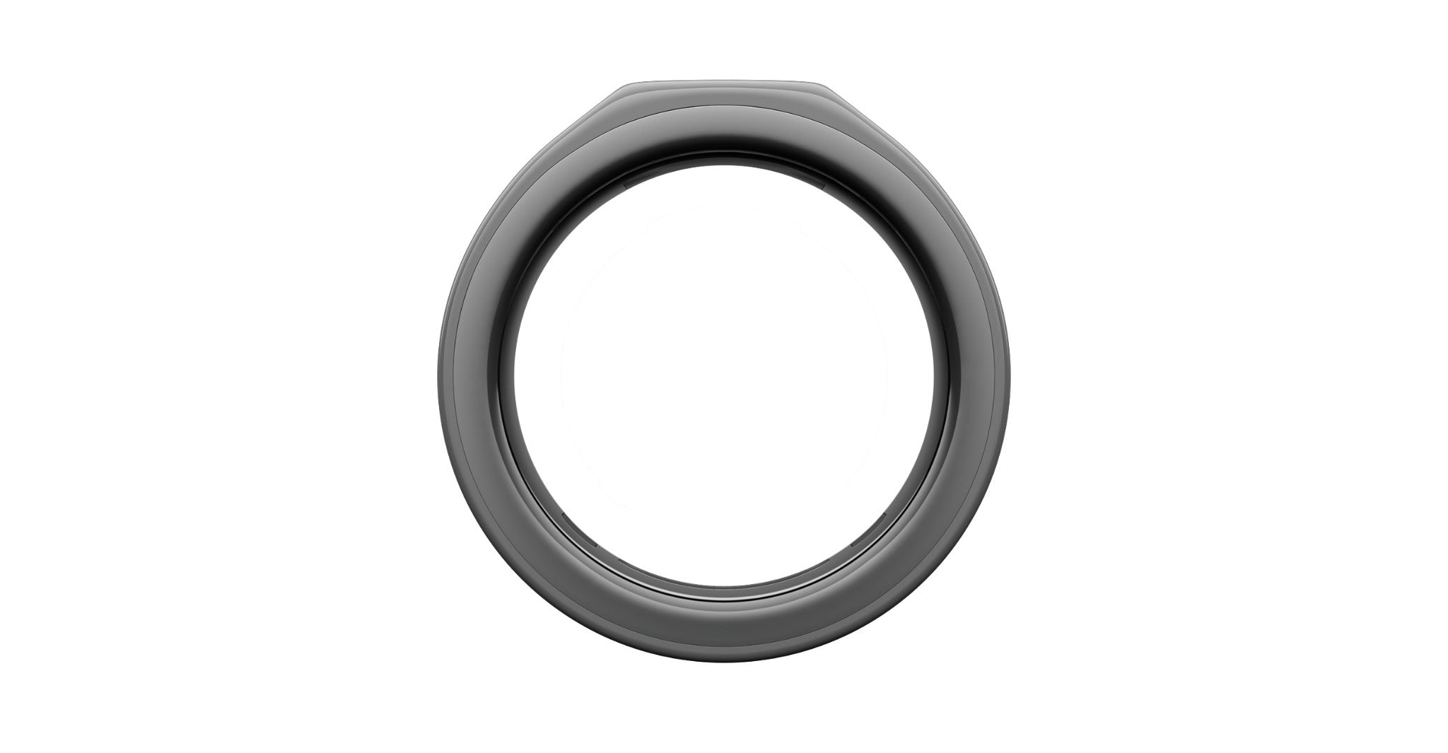 Even Realities R1 Ring round gray plastic toilet seat lid, smooth finish, viewed from above.