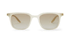 Cream-colored rectangular sunglasses with slightly tinted lenses, shown on a plain white background, facing directly forward.