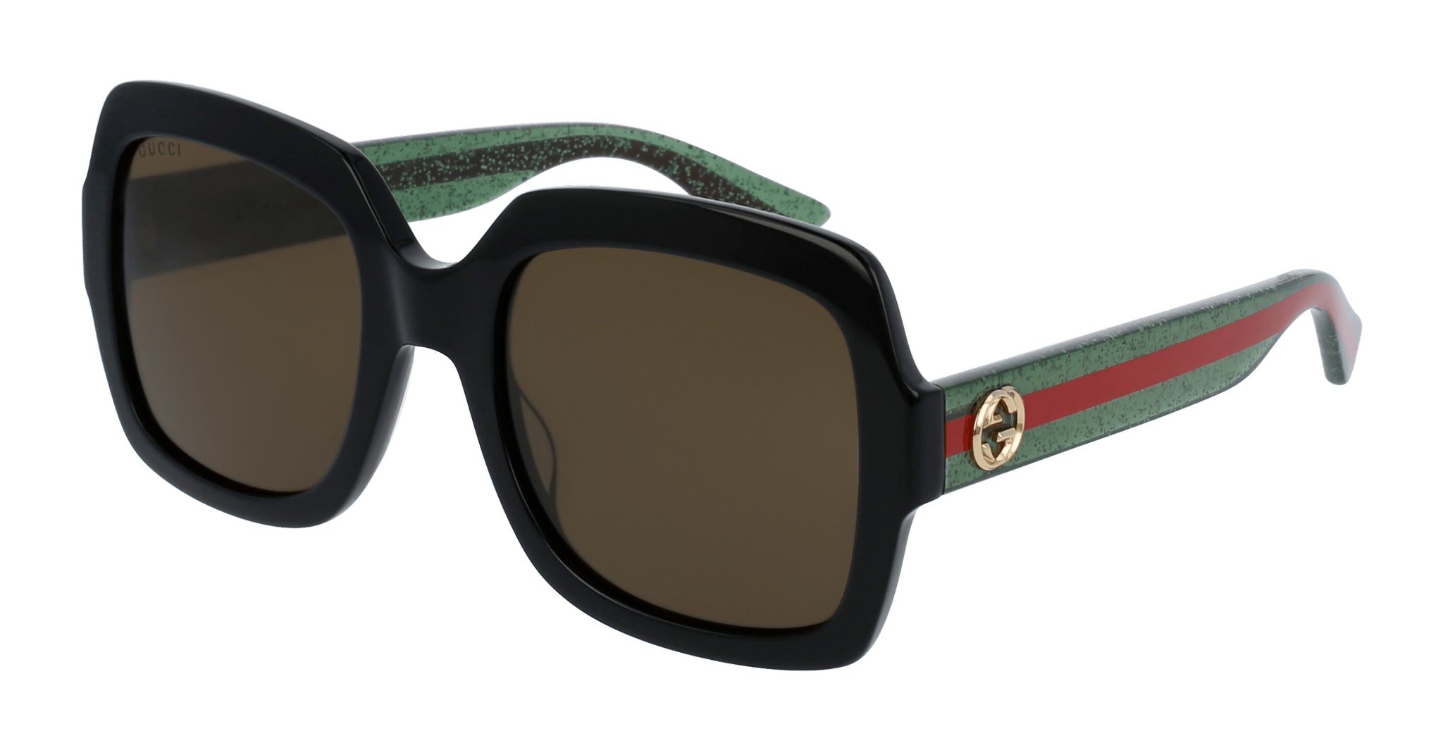 Gucci GG0036SN Sunglass in Black and Green Stripe GG0036SN-002