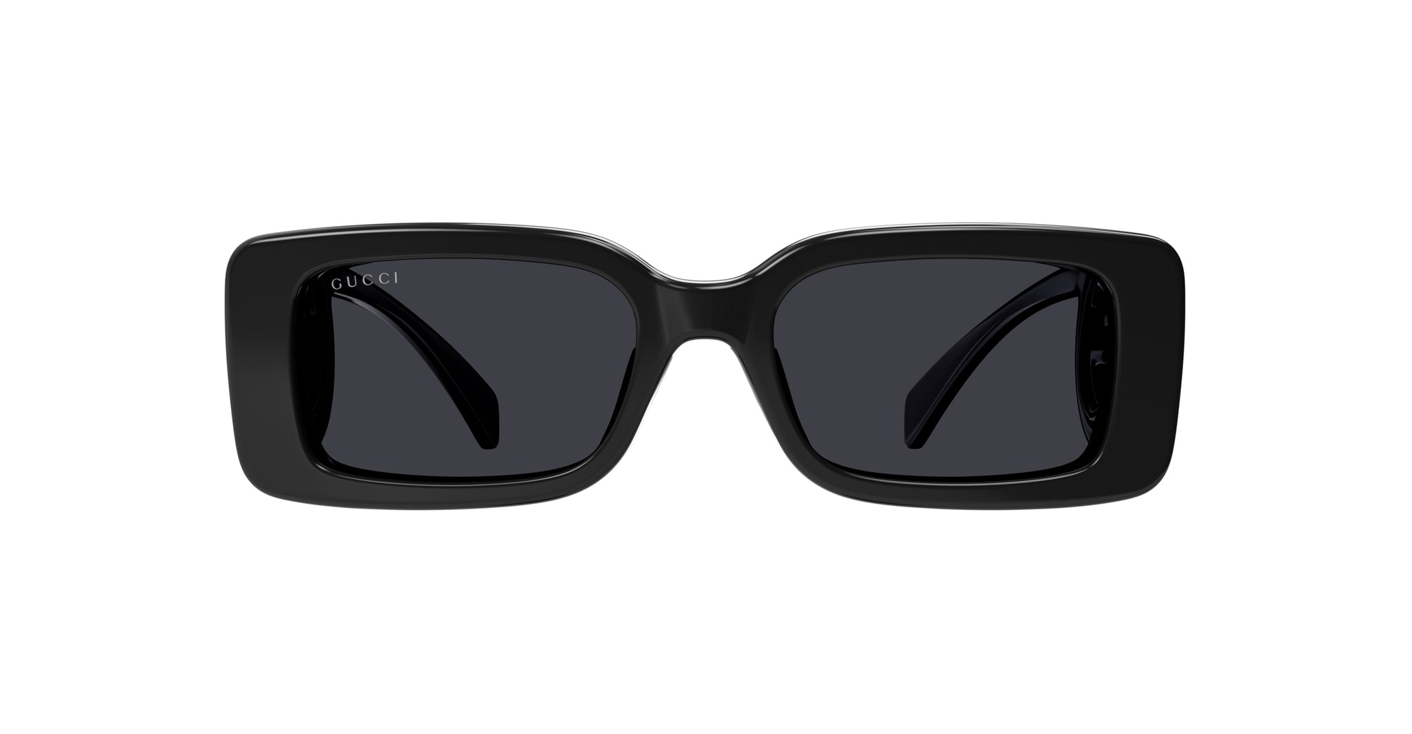 Gucci GG1325S black rectangular sunglasses with thick frames, front view.