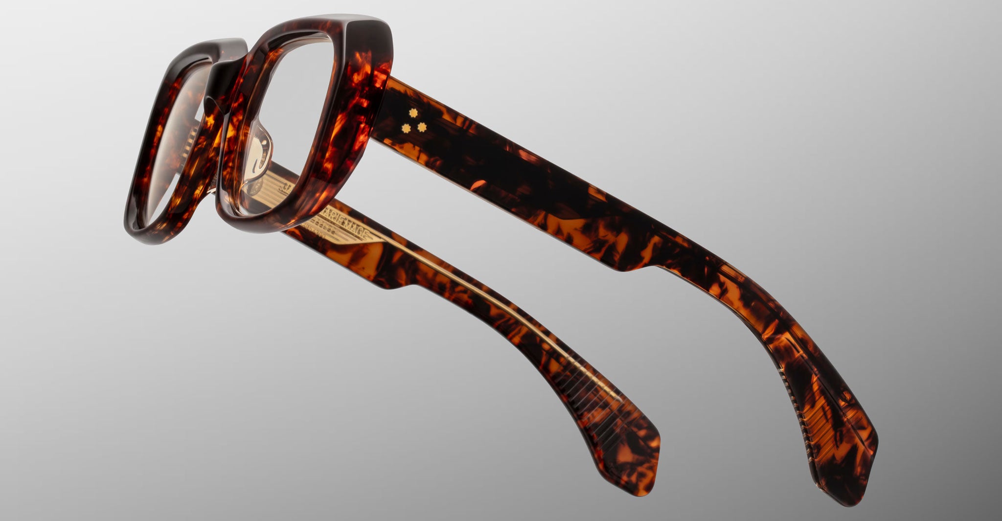 Jacques Marie Mage Aldo square eyeglasses in brown tortoiseshell acetate with wide arms, front-facing view.