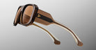 Jacques Marie Mage Alfie rectangular sunglasses in brown with thick translucent frames and gradient lenses, front view.