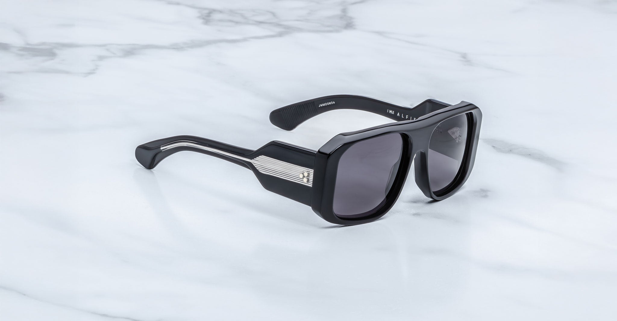 Jacques Marie Mage Alfie oversized sunglasses with thick frames and UV lenses, top view.