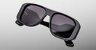 Jacques Marie Mage Alfie sunglasses with large rectangular black frames and dark lenses, shown from the front.