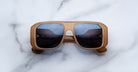 Jacques Marie Mage Alfie oversized sunglasses with blue lenses, front view.