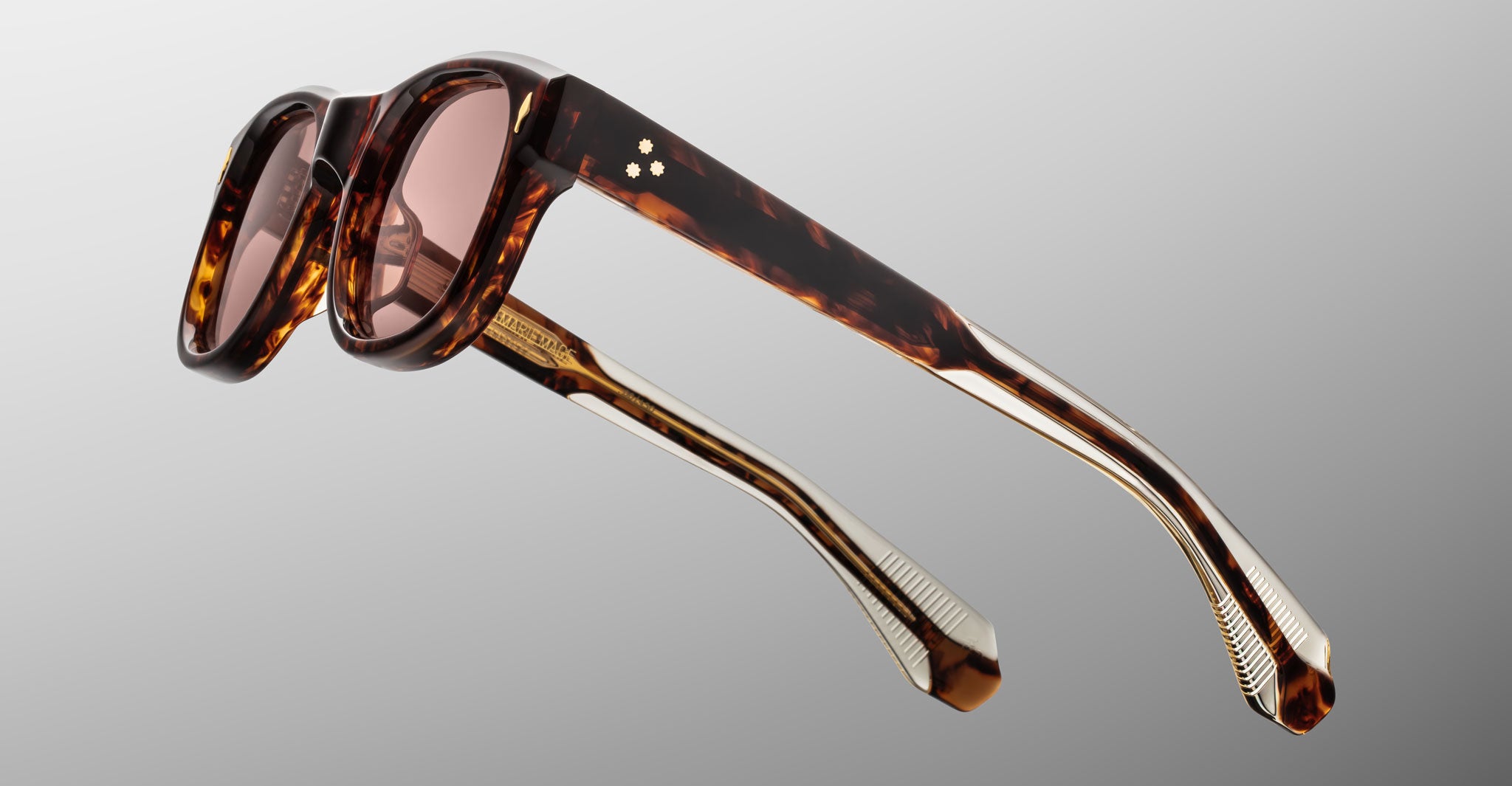 Jacques Marie Mage Amilcar tortoiseshell sunglasses with thick square frames, side view.