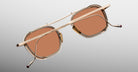 Jacques Marie Mage Baudelaire 2 gold aviator sunglasses with brown lenses, rear view.