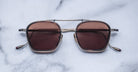 Jacques Marie Mage Baudelaire 2 square vintage sunglasses with brown lenses, top view showing full frame and lenses.