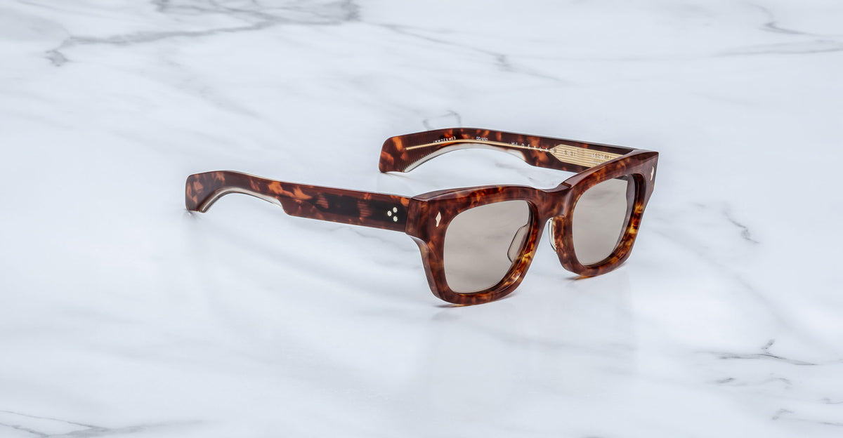 Jacques Marie Mage Dealan 53 tortoiseshell sunglasses with thick frames, shown from the front.