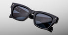Jacques Marie Mage Dealan 53 black rectangular sunglasses with UV-protected dark lenses, front view.