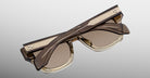 Jacques Marie Mage Dealan 53 brown rectangular sunglasses with gold accents, front-facing view.