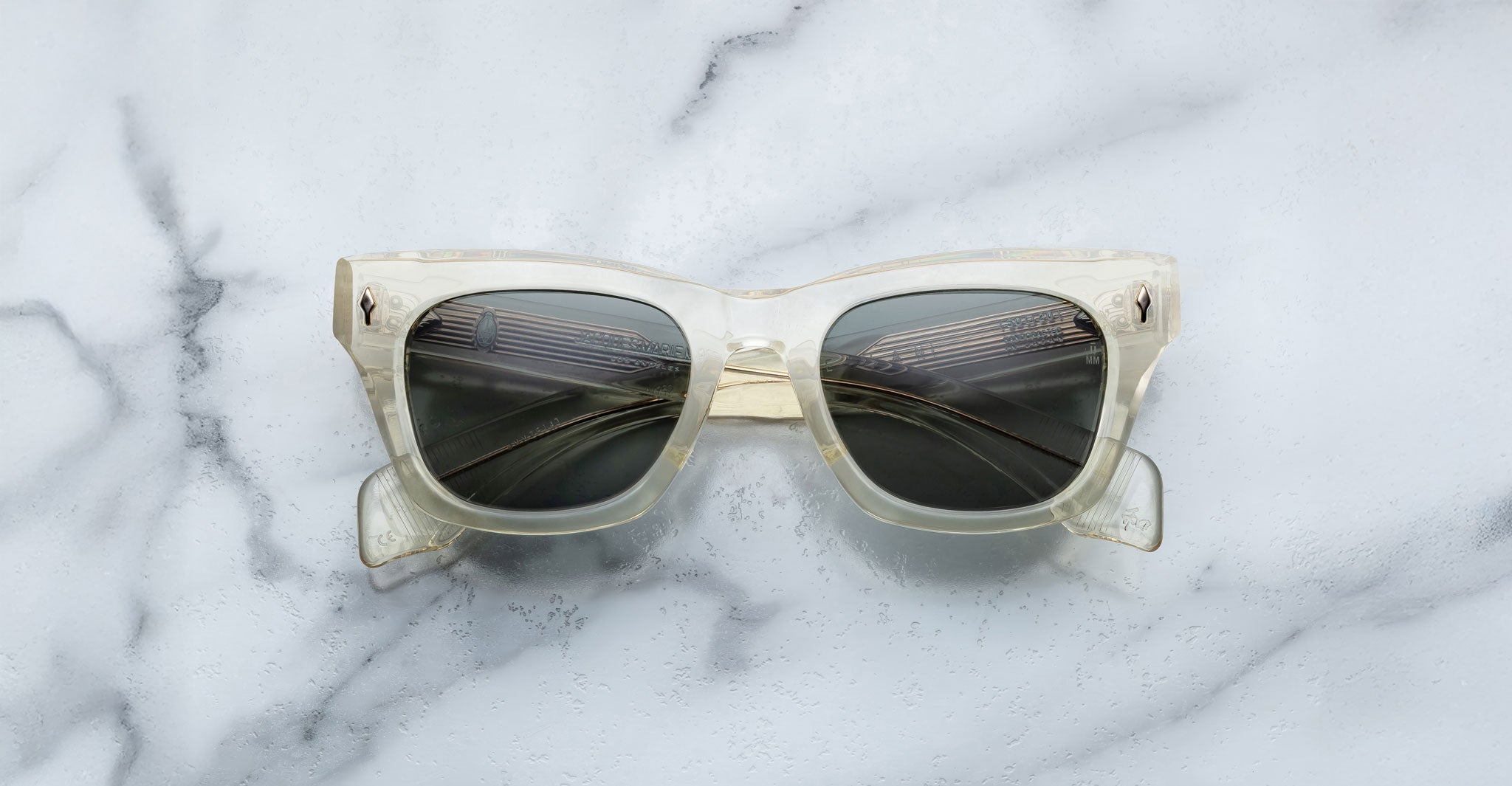 Jacques Marie Mage Dealan square-frame sunglasses with UV protection, top view.