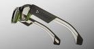 Jacques Marie Mage Engel sunglasses, front view, thick dark green frames, translucent tips, subtle metallic accents.