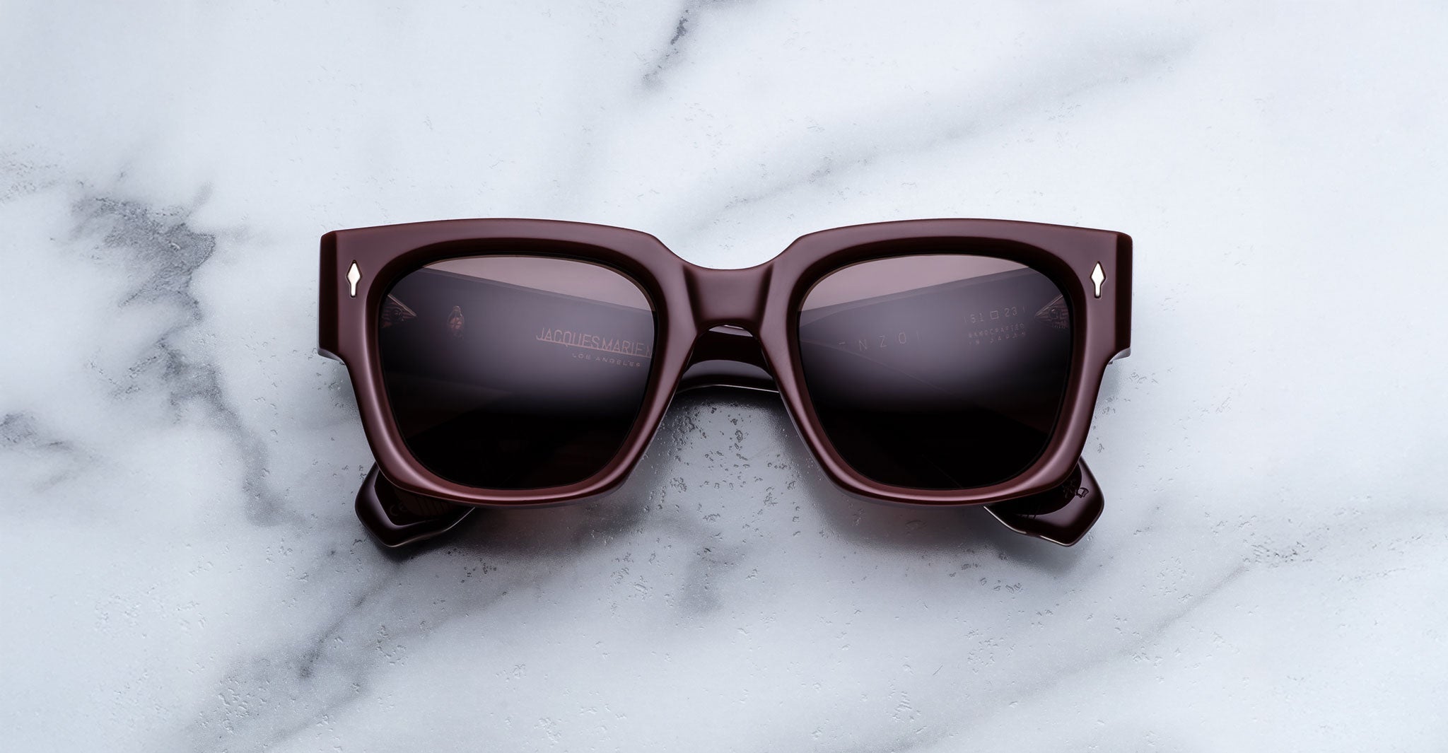 Jacques Marie Mage Enzo sunglasses, square tortoiseshell frames with dark lenses, front angle view.