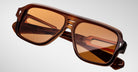Jacques Marie Mage Fugue brown rectangular sunglasses with amber lenses, front view.