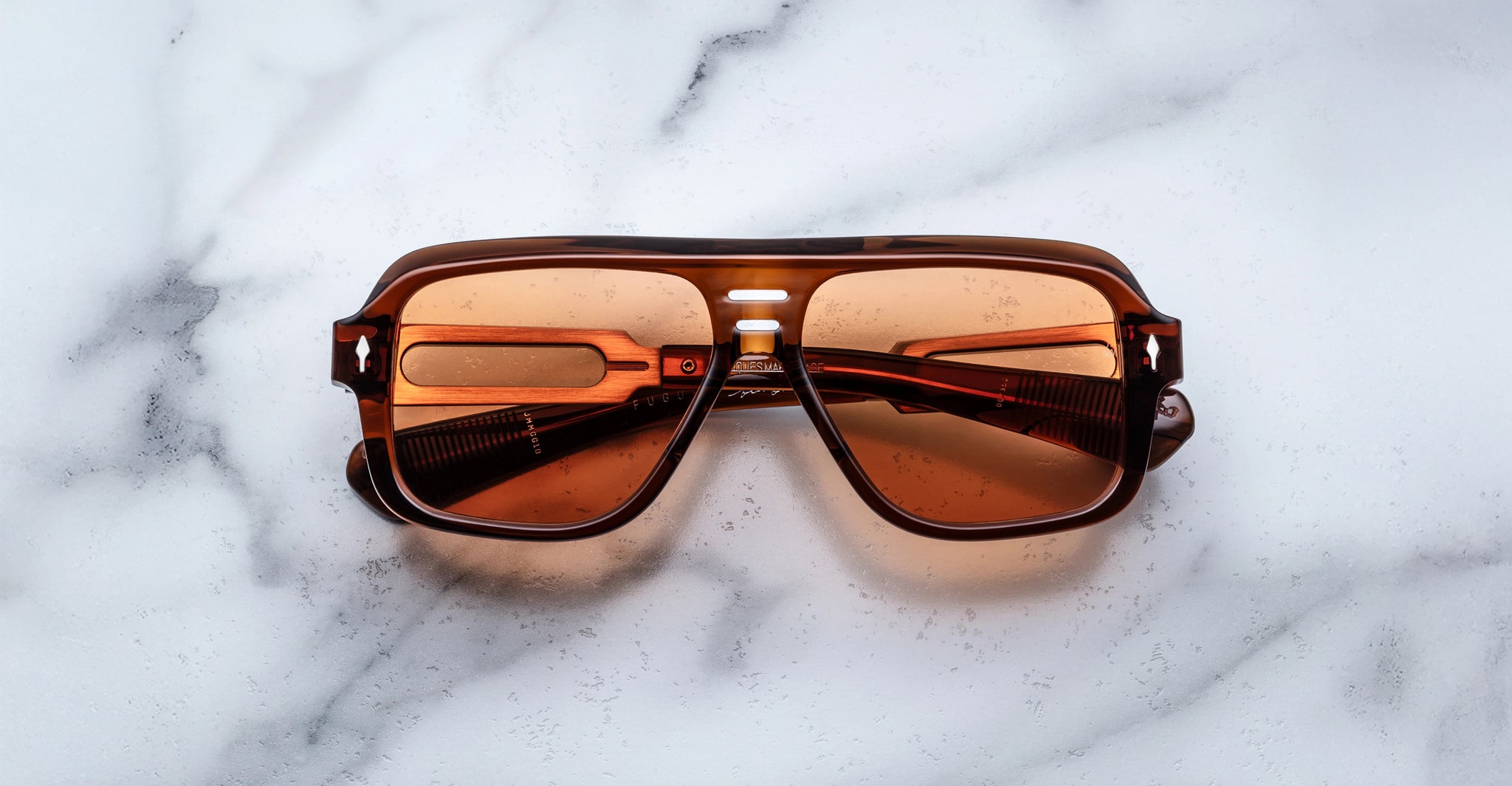 Jacques Marie Mage Fugue sunglasses, top view, showing full frame shape and details.