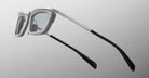 Jacques Marie Mage Gaspard eyeglasses, rectangular gray frames with black tips, front view.
