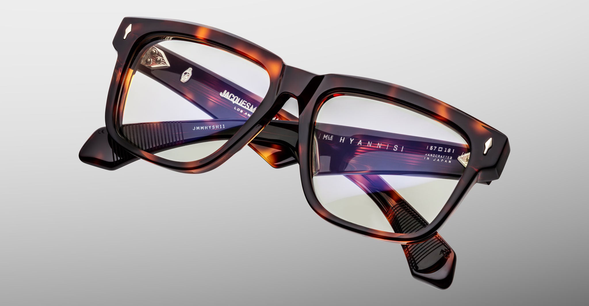 Jacques Marie Mage Hyannis in Tenace square tortoiseshell eyeglasses with clear lenses, front view, modern unisex frames.