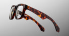 Jacques Marie Mage Hyannis in Tenace eyeglasses, tortoiseshell thick frames with sculpted acetate arms, side angle view.
