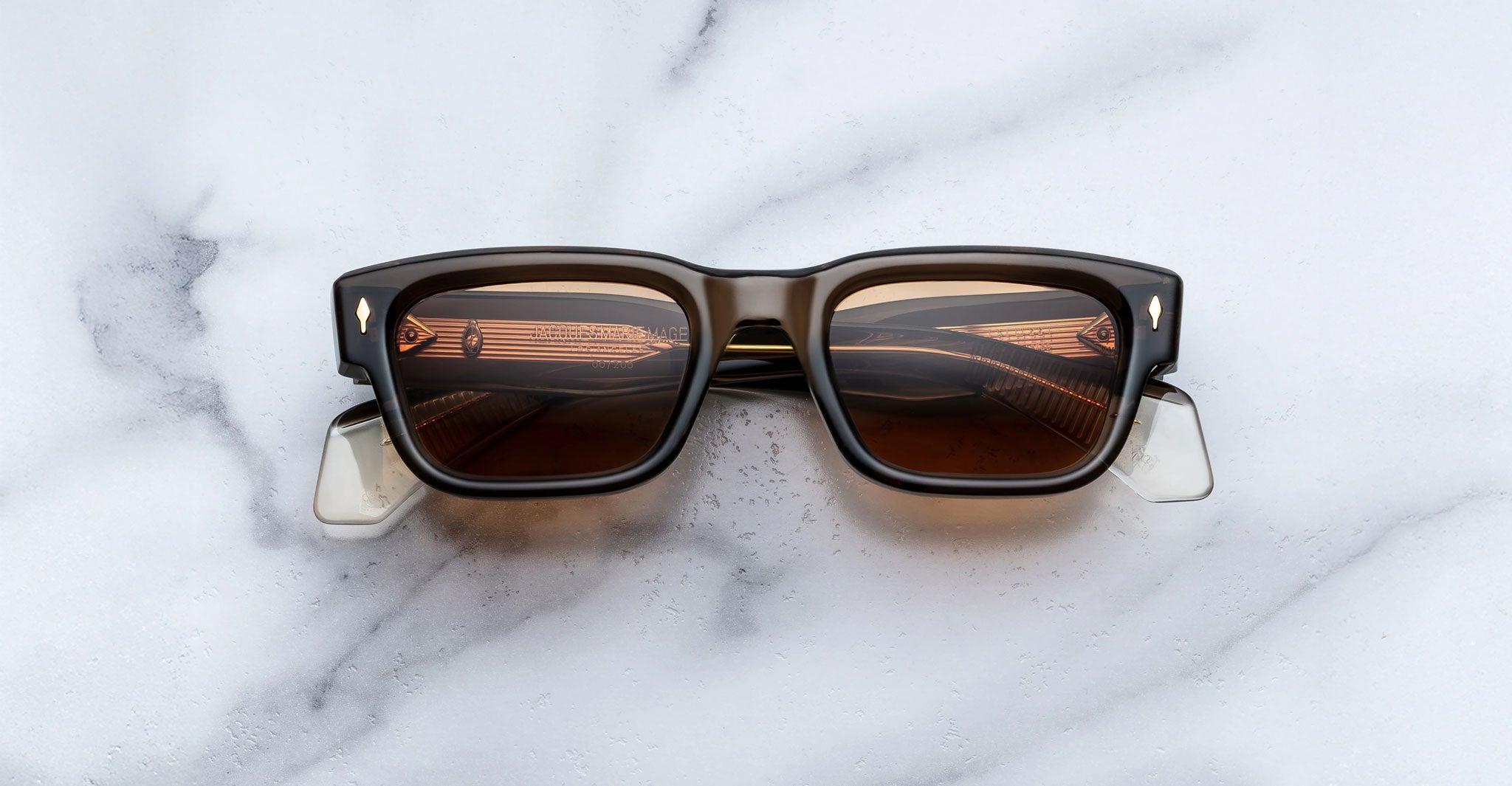 Jacques Marie Mage Jeff in London rectangular brown acetate sunglasses