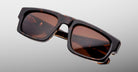 Jacques Marie Mage Louisville rectangular sunglasses, tortoiseshell frame, brown lenses, UV protection, front view.