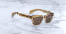 Jacques Marie Mage Molino square sunglasses with tinted lenses, top view showing frame and lenses.