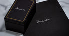 Jacques Marie Mage Kinshasa sunglasses box and folder with Ali’s signature, top-down view.