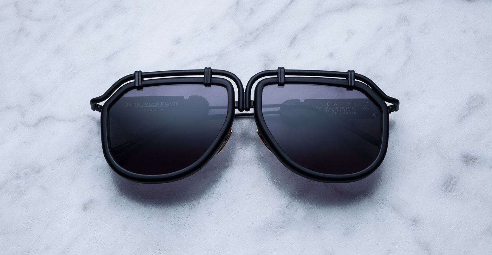 Jacques Marie Mage Newton style sunglasses in colorway Carbon