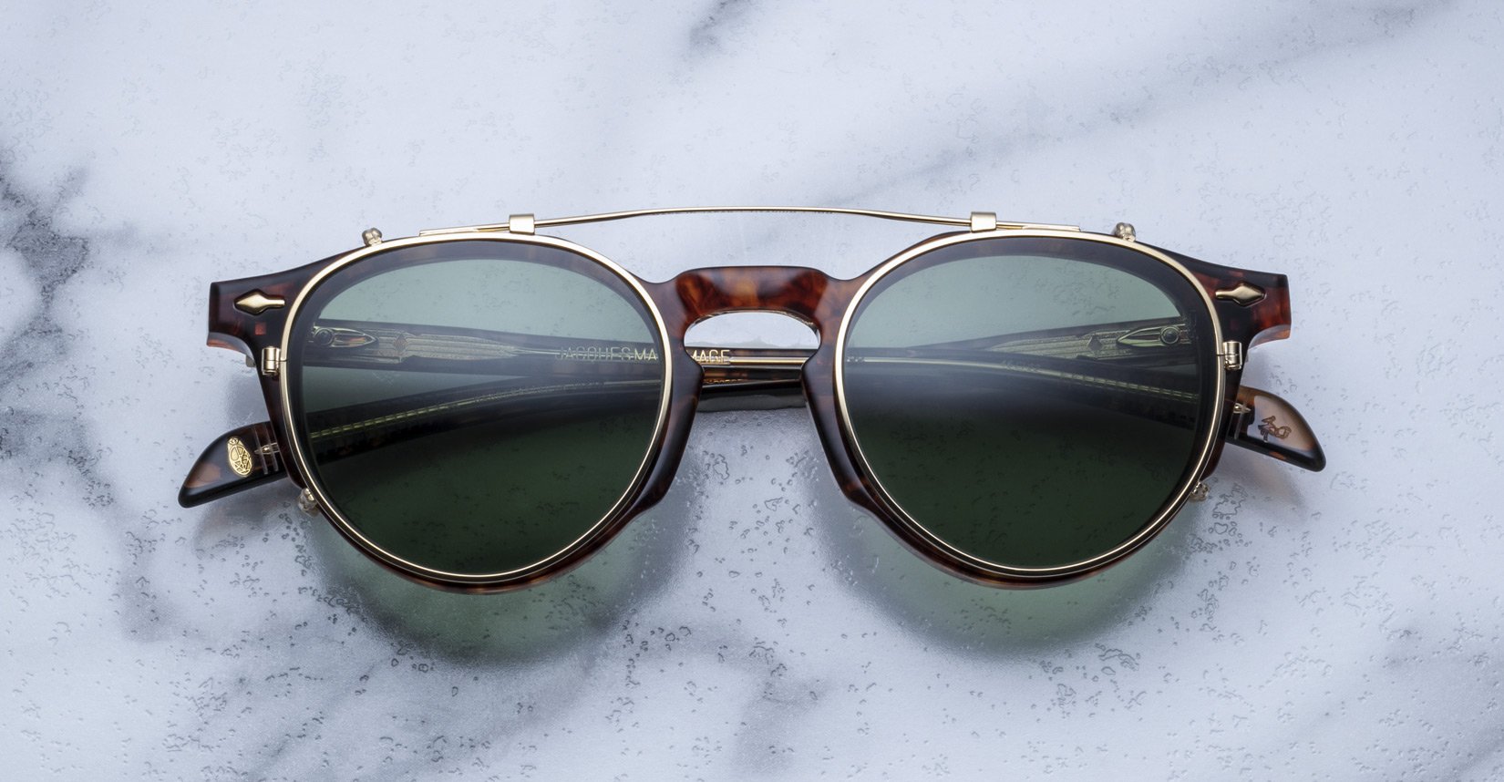 Jacques Marie Mage Sheridan Clip On in Gold/Green JMMSRC-26