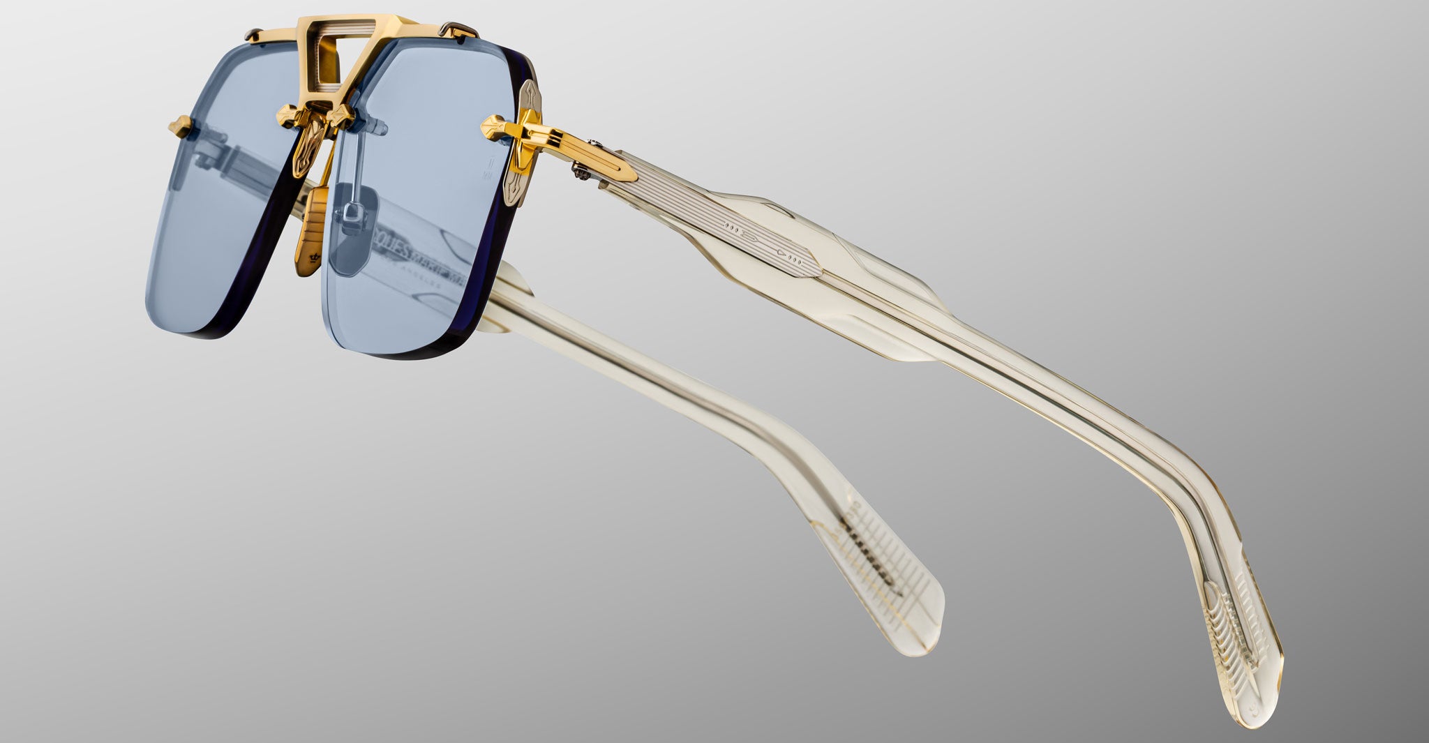 Jacques Marie Mage Silverton sunglass in the Ciel colorway side detail