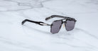 Jacques Marie Mage Silverton sunglass in the Raven colorway profile view 