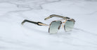 Jacques Marie Mage Silverton sunglass in Viper colorway 3-4 view