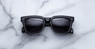 Jacques Marie Mage Torino in Raven square-framed UV-protection sunglasses with dark lenses, front view.