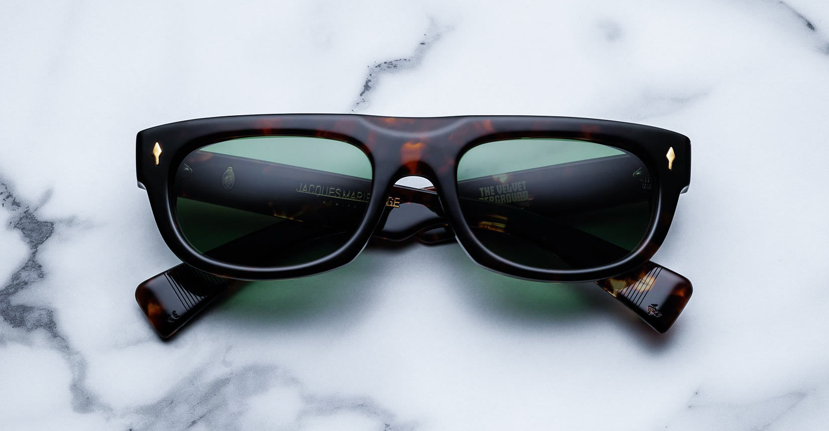 Jacques Marie Mage White Light style sunglasses in color Dark Havana