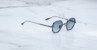 Jacques Marie Mage Verlaine sunglasses with mirrored blue lenses, front view.