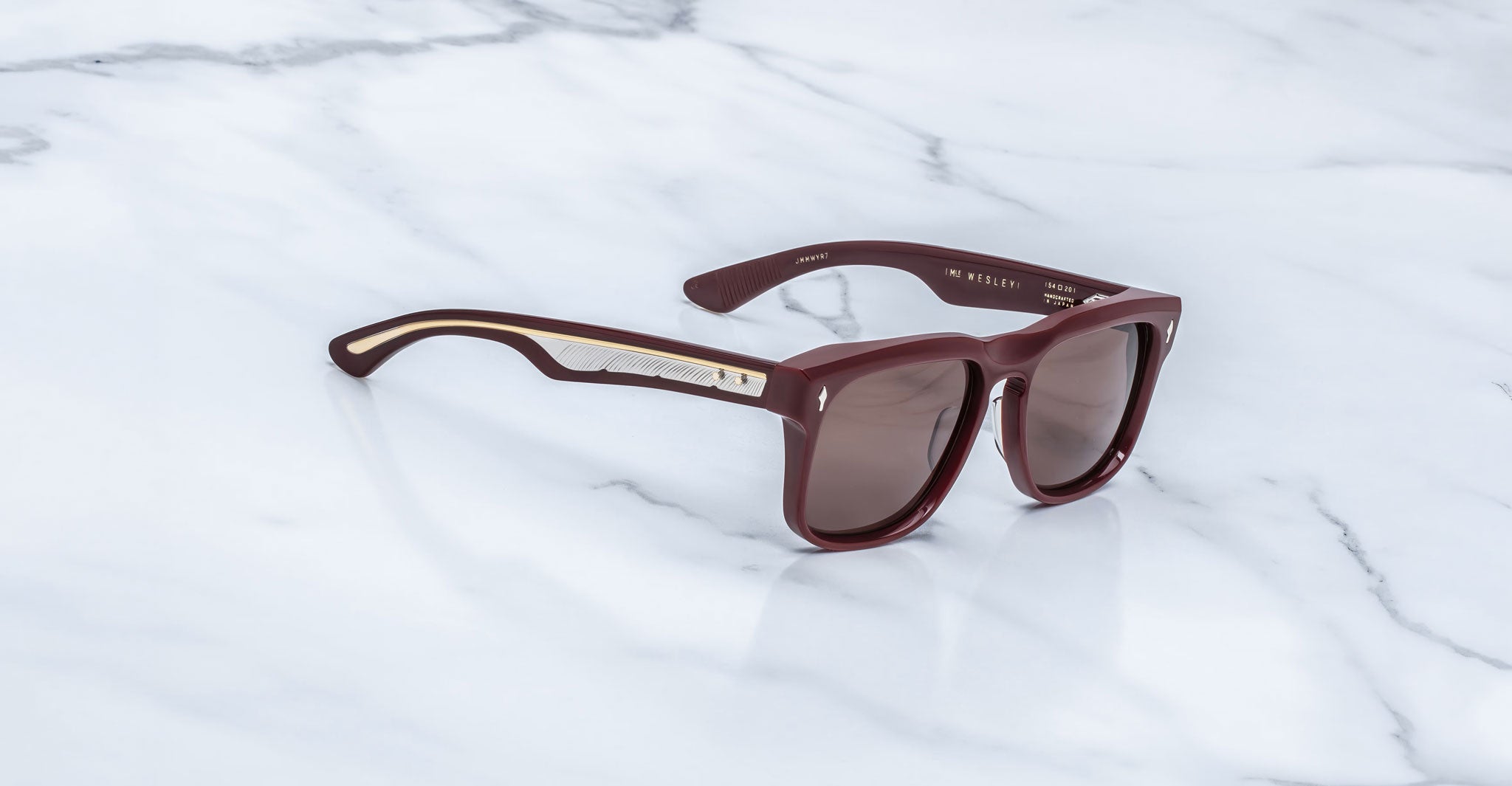 Jacques Marie Mage Wesley sunglasses, gold-detailed arms, front and side view visible.