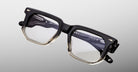 Jacques Marie Mage Yoshi Black Fade acetate eyeglasses detail view with sculpted front and gradient finish