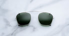 Jacques Marie Mage Zephirin 47 Clip On 2 sunglasses displayed from above, showing both lenses and frame details.