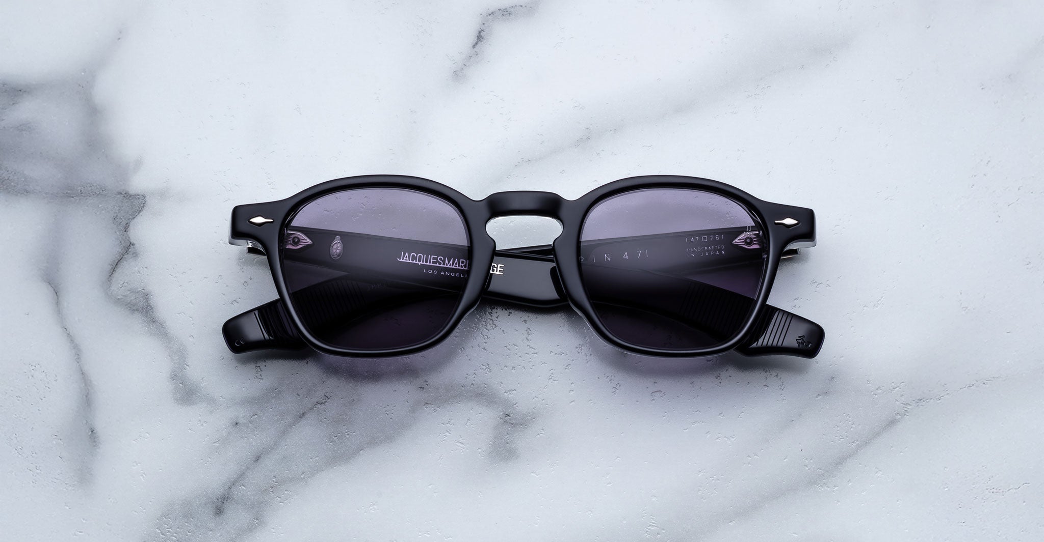 Jacques Marie Mage Zephirin 47 round sunglasses with UV lenses, top view.