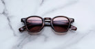 Jacques Marie Mage Zephirin sunglasses in Auburn, front view with deep reddish-brown acetate and rose-brown gradient lenses.