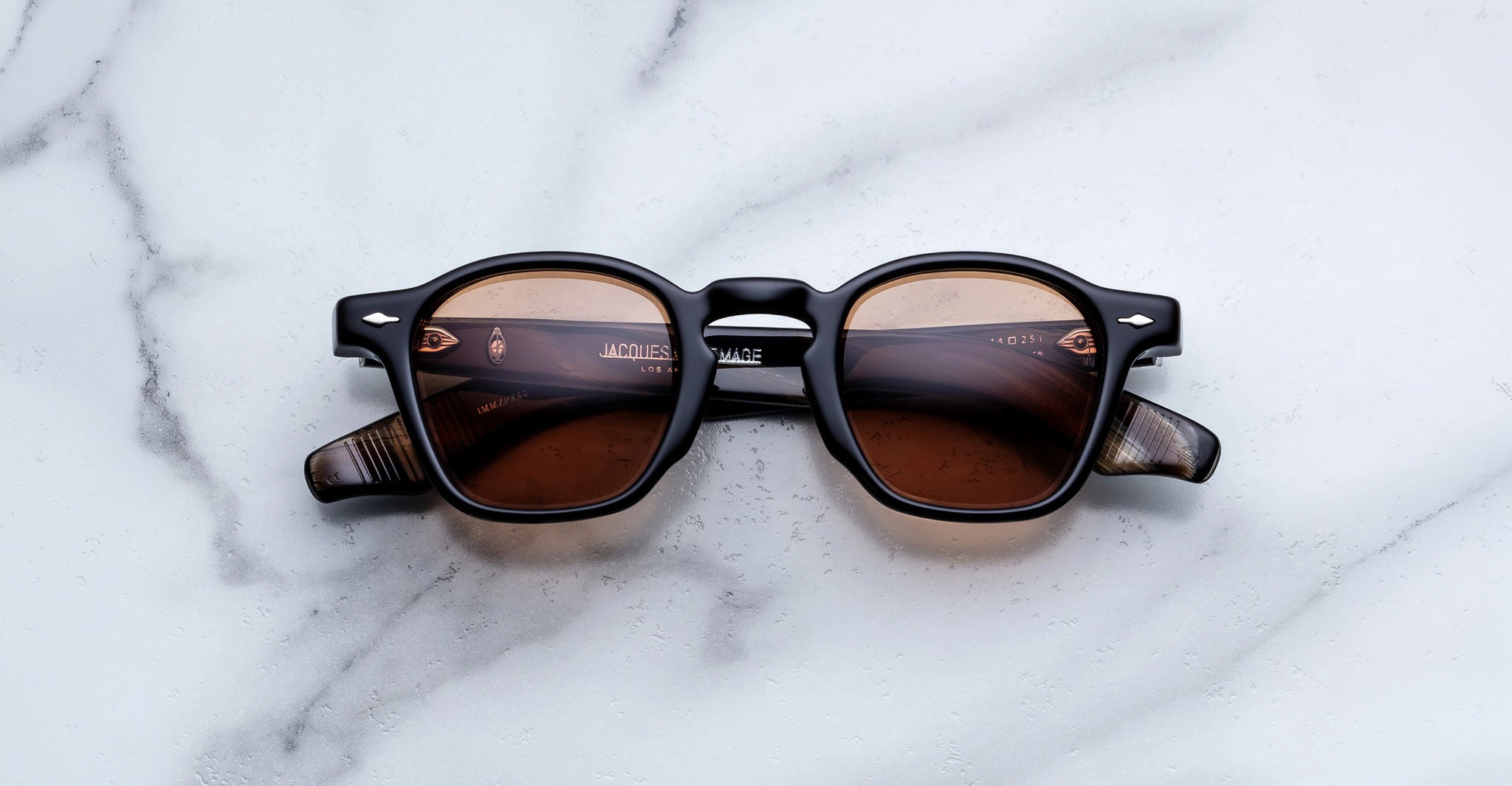 Jacques Marie Mage Zephirin sunglasses in Brun, front view with dark brown acetate and warm brown lenses.
