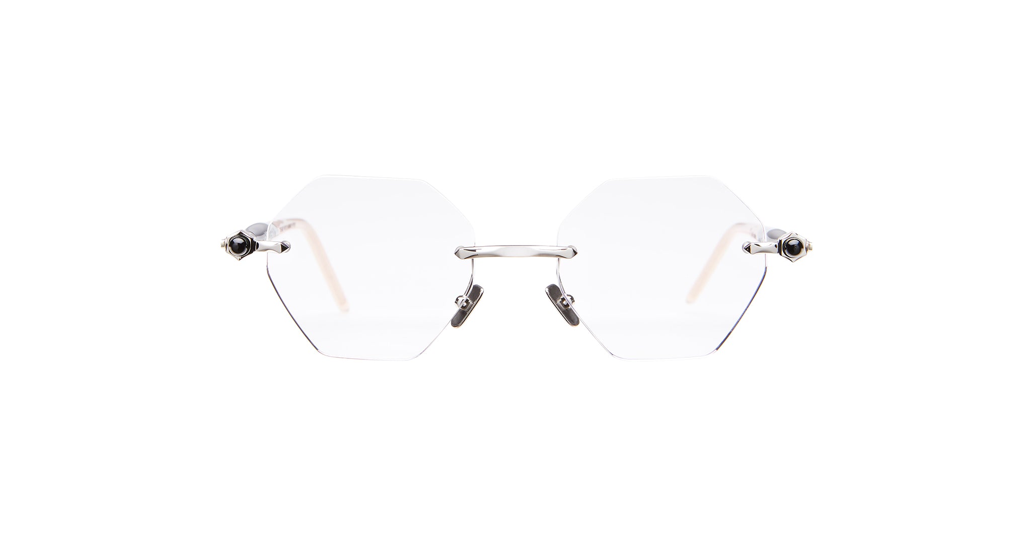 Kuboraum P54 SI AP Eyeglass in Silver, Black, and Shiny Apricot