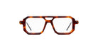 KUBORAUM P8 geometric eyeglasses with tortoiseshell frame and clear lenses, front view.