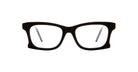 The Kuboraum D75 features black, thick-rimmed rectangular eyeglasses, shown from the front against a white background.